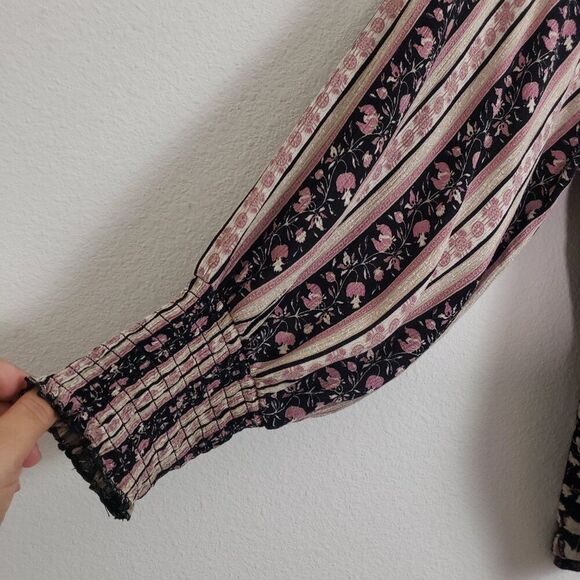 Cato Women's Top Paisley Floral 2X Pink Black Boho Flowy Knit Smocked Romantic - Picture 5 of 10